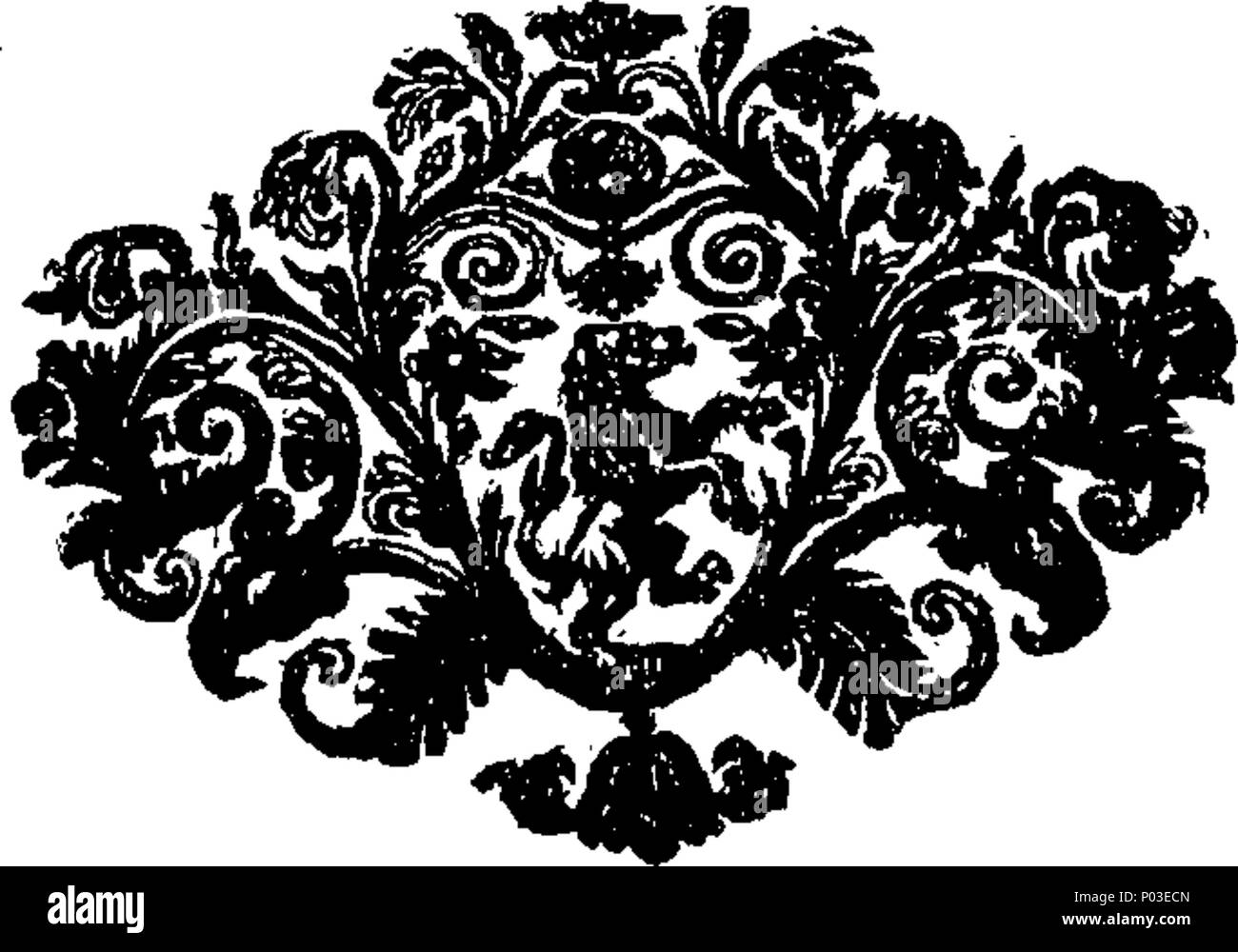 . Inglese: Fleuron dal libro: una cronaca dei re d'Inghilterra, dal tempo dei Romani il governo, per la morte del re Giacomo i primi. Da Sir Richard Baker, KNT. Con una prosecuzione per l'anno 1660. Da E. Phillips. A cui viene aggiunto in questa edizione, una seconda continuazione, contenenti i regni di re Carlo secondo dal suo restauro. King James la seconda. King William la terza, e la regina Maria la seconda. Queen Anne, e Re Giorgio il primo. Da un imparziale di mano. 36 una cronaca dei re d'Inghilterra, dal tempo dei Romani il governo, per la morte del re Giacomo I Foto Stock