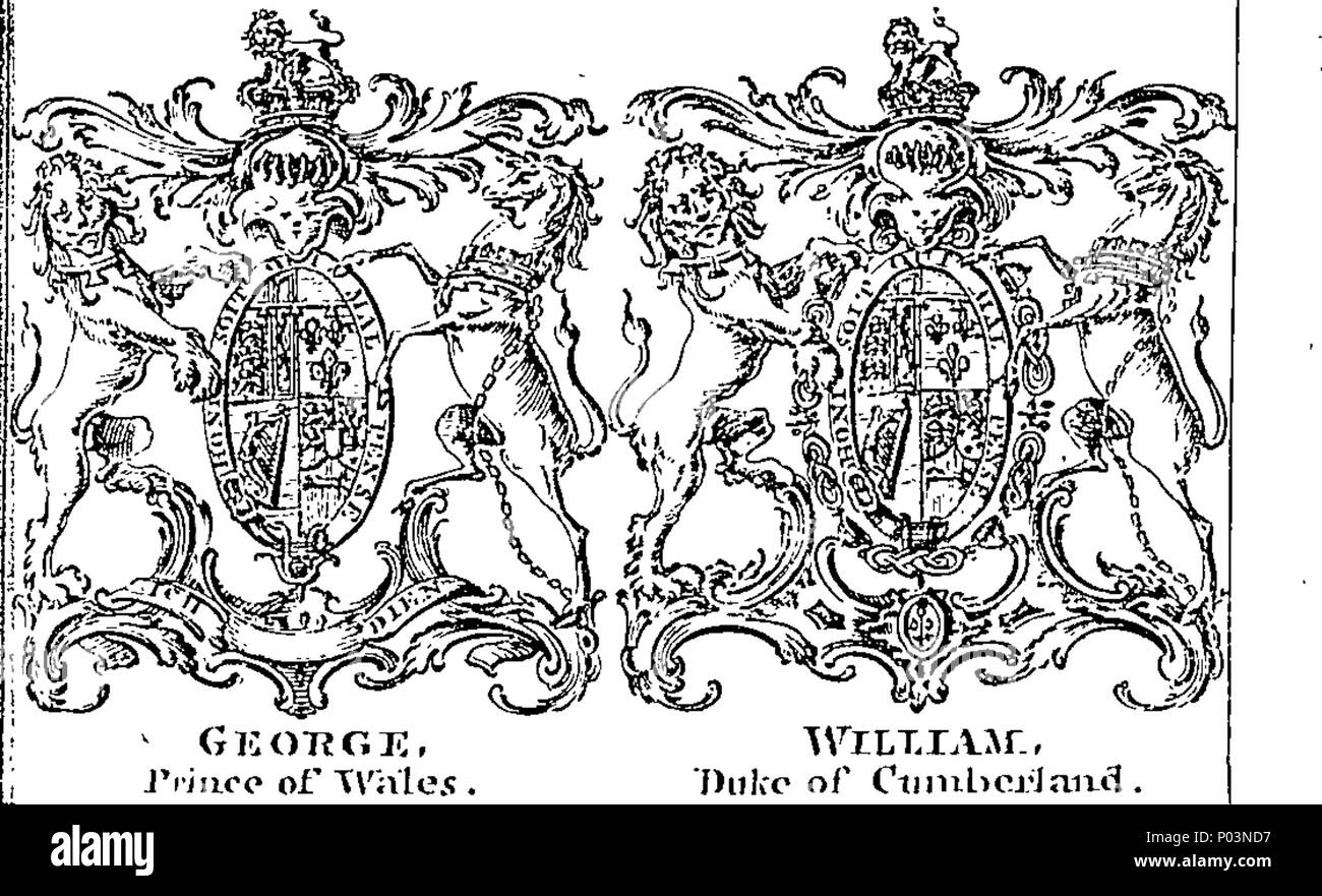 . Inglese: Fleuron dal libro: un compagno per l'almanacco MDCCLVII. La sesta edizione. Contenenti, I. correggere gli elenchi dei colleghi ... V. Le società commerciali, ... Con i bracci di tutti i colleghi ... ingraved da Thomas Jefferys, ... Per questa edizione viene aggiunto lo stabilimento della Scozia: ... di Irlanda ... Proprio di essere legato con tutti gli almanacchi, ma del cavaliere e oreficeria. 54 un compagno per l'almanacco MDCCLVII Fleuron T136028-2 Foto Stock