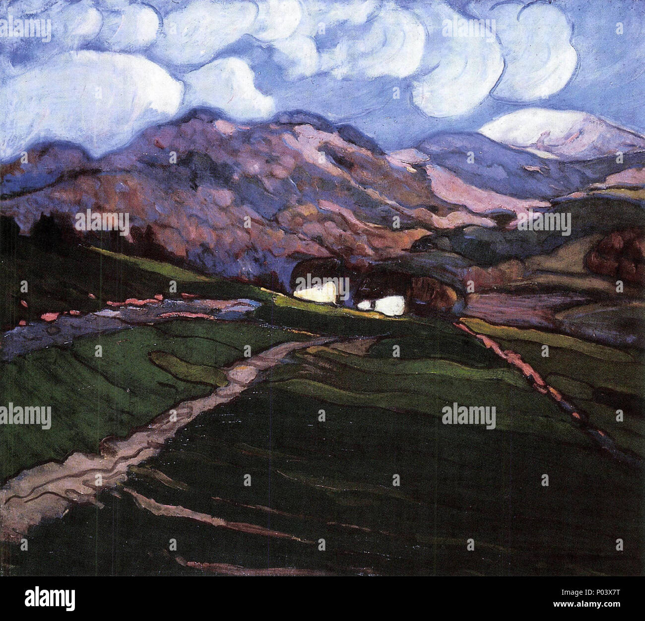 104 vista di Nagybánya con il fiume Gutin Foto Stock