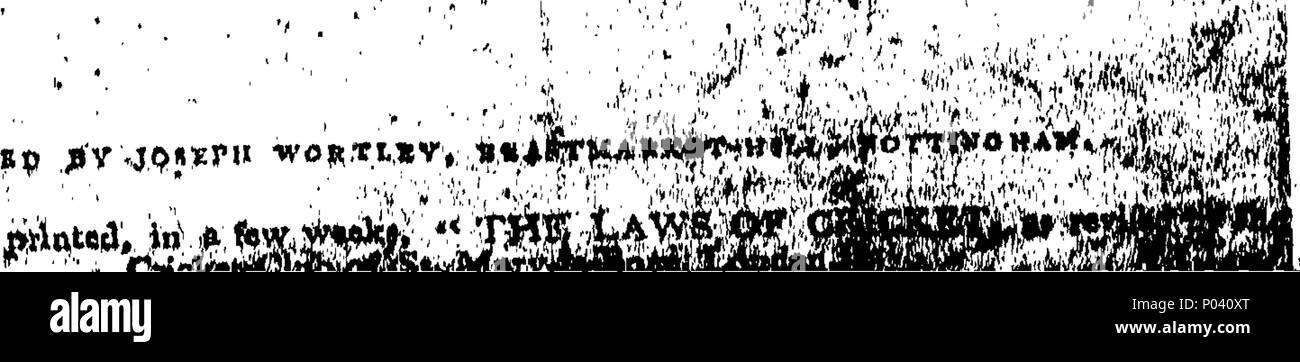 . Inglese: Fleuron dal libro: una corretta dichiarazione del grand cricket-match giocato a Worksop, lunedì, martedì e mercoledì, il 3d, 4th, e il 5 novembre 1800, da undici membri del Club di Nottingham, contro ventidue membri del Club di Sheffield, per duecento Guinea. 74 una corretta dichiarazione del grand cricket-match Fleuron T223901-1 Foto Stock