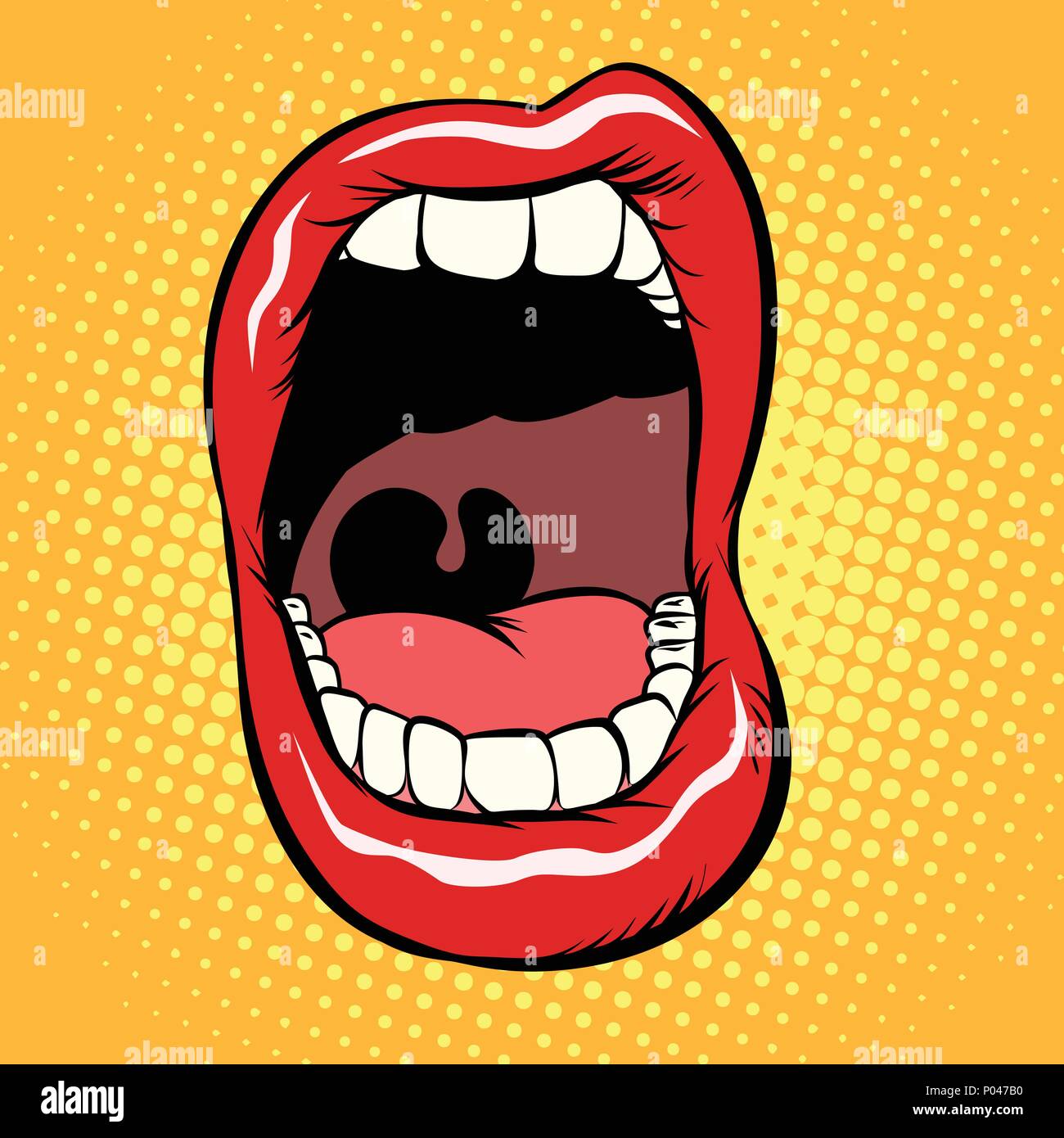Aprire la bocca con denti isolare su sfondo bianco Illustrazione Vettoriale