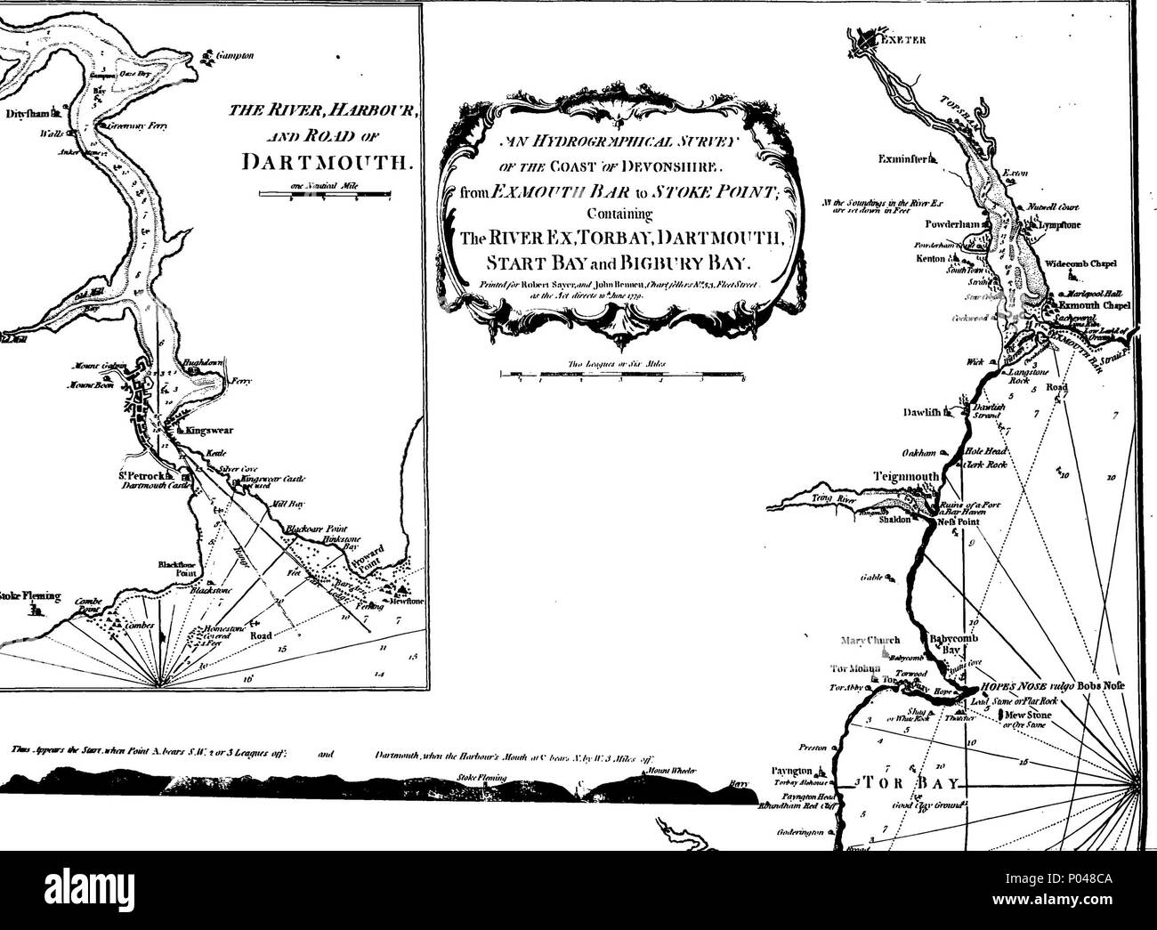 . Inglese: Fleuron dal libro: un intero canale pilota: comprensione coste inglesi e francesi, dal Tamigi bocca al Golfo di Biscaglia; compreso il mare del nord: con le direzioni di navigazione a vela. Da indagini effettive e le osservazioni degli esperti navigatori. Incisi su ventotto rame-piastre; 1 canale a 2 grandi bocca del Tamigi 3 Sands e canali dal Nore a Margate Road 4 Downs 5 Porto di segale 6 Portsmouth, Spithead, &c. 7 gara di Portland, &c. 8 Guernsey, Jersey, e Alderney Guernsey 9, Sark, Herm e Jethou 10 Jersey 11 costa del Devon e Torbay 12 Plymouth Sound 13 Fo Foto Stock