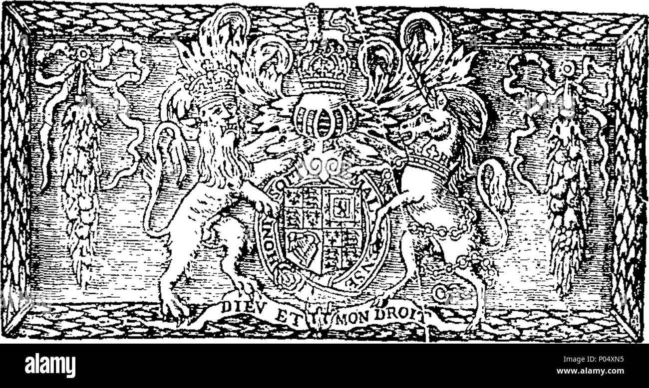 . Inglese: Fleuron dal libro: una lettera di congratulazioni scritto da Oxford a destra Onorevole Giuseppe Addison, Esq; al momento della sua nomina uno di Sua Maestà il principale dei Sottosegretari di Stato. Da W. Huddesford di All-Souls Coll. Oxon. 72 una lettera di congratulazioni scritto da Oxford a destra Onorevole Giuseppe Addison Fleuron T063318-3 Foto Stock