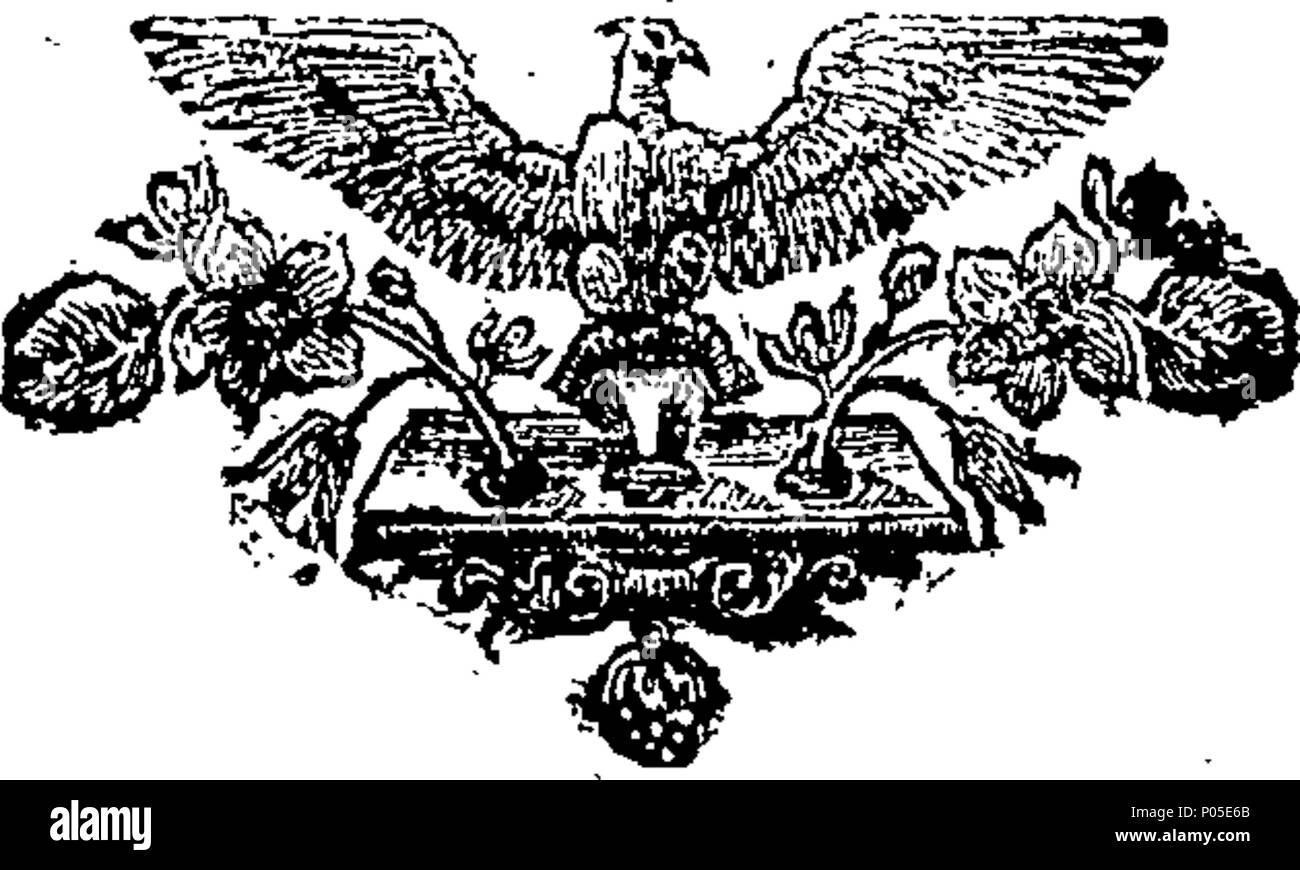 . Inglese: Fleuron dal libro: un curioso insolito conto della grande eclissi di luna, il 10 ottobre 1725. Con una nuova teoria di tutte le sfere nel cielo delle stelle, della terra e delle stelle fisse o Suns concordando con la scrittura, amore, Motivo, arte e natura. Con le avventure poetiche e le transazioni di cinque mesi e giorni dispari, &c. presso la sede rurale di Monsieur de L'Aron, in un paese ricco di vino, olio di oliva e miele, carne, pesce, Wild-Fowl e specialità di carne di cervo, &c. &C. &C. 78 un curioso insolito conto della grande eclissi di luna, Ottobre 10th, 1725 Fleuron Foto Stock