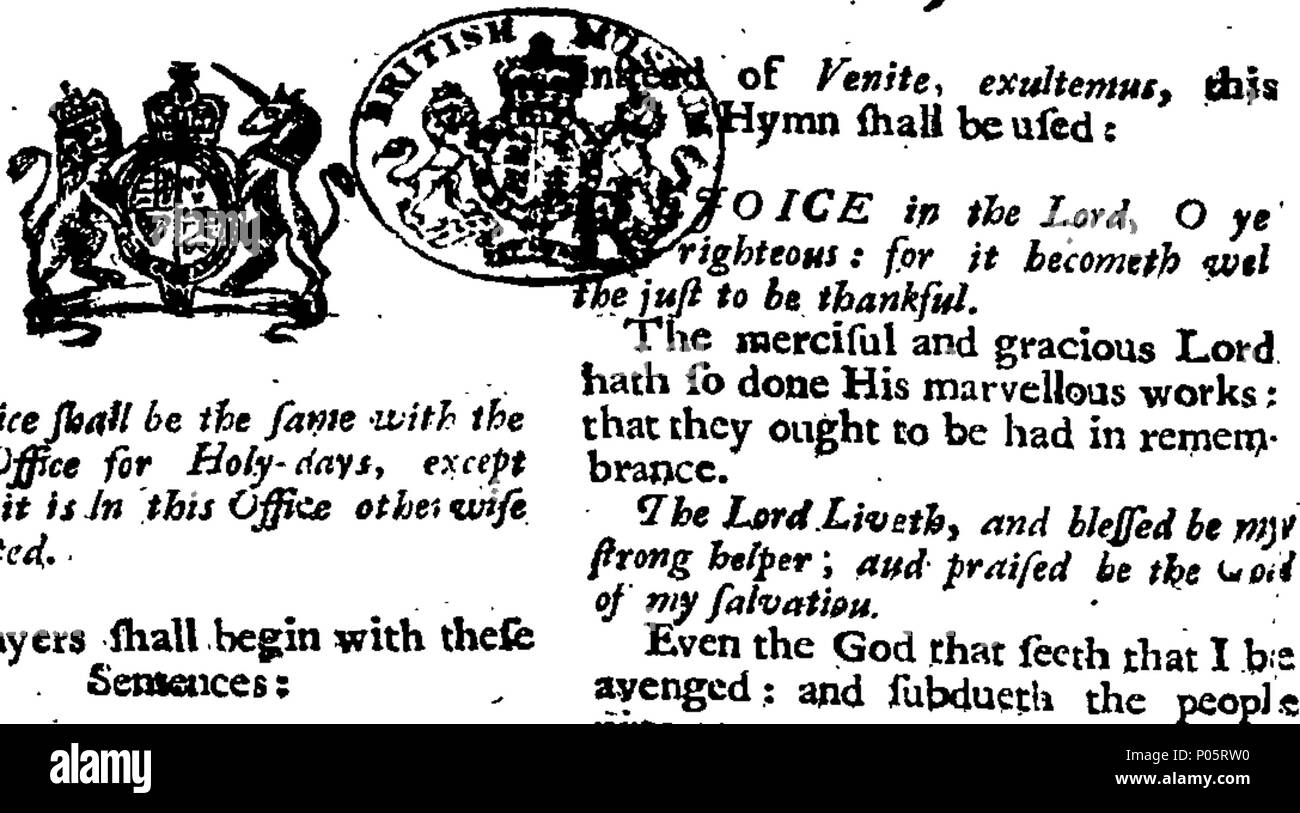 . Inglese: Fleuron dal libro: una forma di preghiera e di azione di rendimento di grazie a Dio onnipotente; per essere utilizzati in tutte le chiese e cappelle in tutta l'Inghilterra, il dominio del Galles e la città di Berwick upon Tweed, su Thrsday [sic] il nono giorno del mese di ottobre successivo, essendo il giorno designato dalla proclamazione di un generale di rendimento di grazie a Dio onnipotente; per la soppressione del tardo unatural ribellione e la liberazione di questi regni dalla calamità di una guerra dell'intestino da parte di Sua Maestà il comando speciale, 99 una forma di preghiera e di azione di rendimento di grazie a Dio onnipotente; per essere utilizzati in tutte le chiese e cappelle in tutta l'Inghilterra Fl Foto Stock