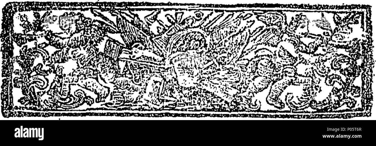 . Inglese: Fleuron dal libro: un amichevole scuse per una certa giustizia di pace; a titolo di difesa di H-Y H--n, Esq; da James Blackwell, operatore per i piedi. 100 Un amichevole scuse per una certa giustizia di pace; a titolo di difesa di H-Y H-n, Esq; da James Blackwell, operatore per i piedi Fleuron T040236-1 Foto Stock