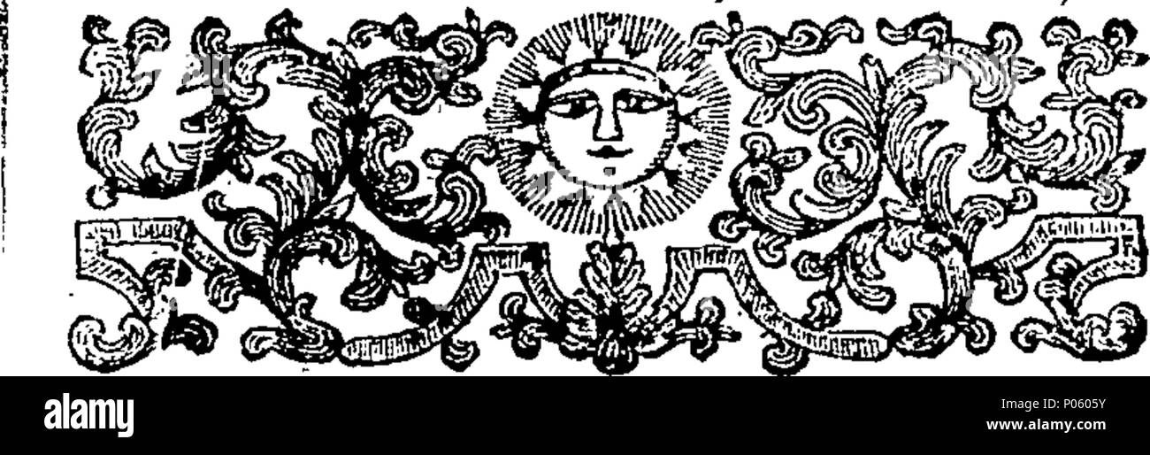 . Inglese: Fleuron dal libro: una descrizione di un grafico. In cui sono segnati tutti i diversi percorsi di Prince Edward, in Gran Bretagna; e le marche del suo esercito, e l'E-gl-sh. Gli assedi sono distinti e le battaglie che si combatterono nella sua impresa. 81 Una descrizione di un grafico Fleuron T071221-10 Foto Stock