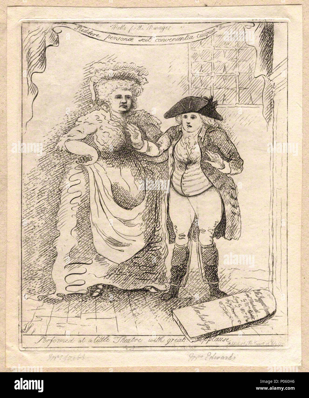 Da James Sayers, pubblicato da Thomas Cornell, attacco, pubblicato il 16 Luglio 1786 18 eseguita presso un piccolo teatro con grandi applausi da James Sayers Foto Stock