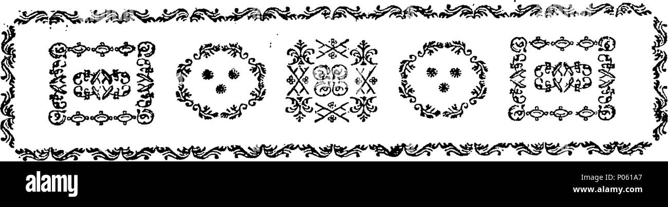 . Inglese: Fleuron dal libro: una descrizione della Patagonia e le parti adiacenti del Sud America: contenenti un account del suolo, produrre animali, Vales, montagne, fiumi, laghi, &c. di quei paesi; la religione, governo, una politica doganale, abito, armi, e la lingua degli indiani abitanti; e alcune indicazioni relative alle Falkland Isole del. Da Thomas Falkner, che risiedevano nei pressi di quaranta anni in quelle parti. Illustrato con una nuova mappa della parte sud dell America, inciso dal sig. Kitchin, idrografo di Sua Maestà. 84 Una descrizione della Patagonia Fleuron T145289-10 Foto Stock