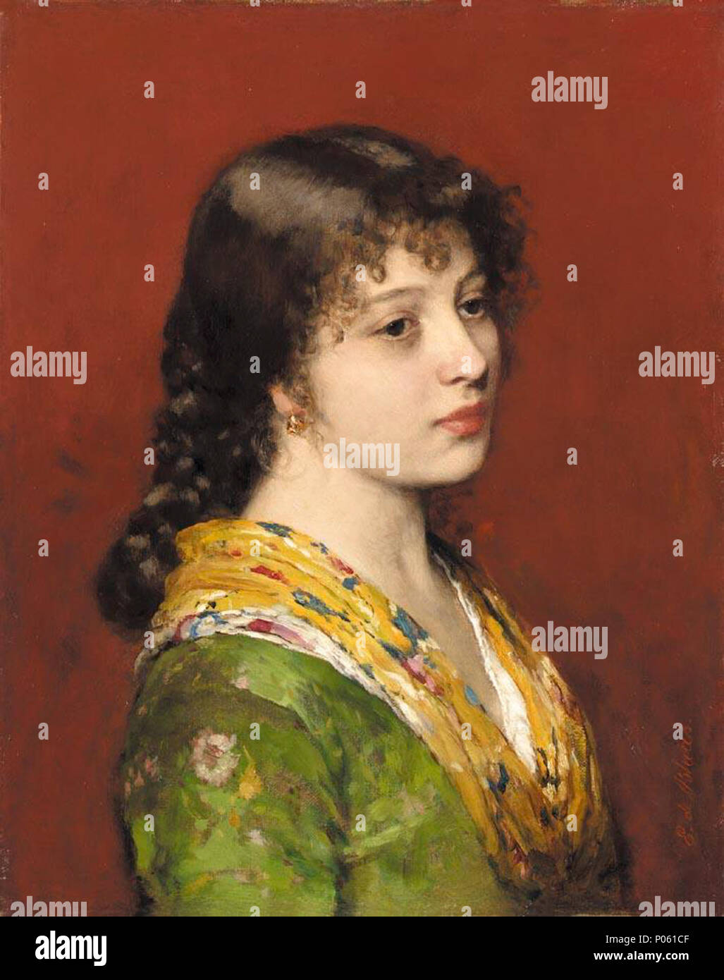 . Inglese: il giallo scialle . prima di 1932. Eugenio de Blaas (1843-1931) nomi alternativi Eugen de Blaas, Eugenio de Blaas, Eugenio von Blaas, Eugenio de Blaas Descrizione pittore italiano Data di nascita e morte 24 Luglio 1843 10 febbraio 1931 Luogo di nascita e morte Albano vicino Roma Venezia periodo di lavoro 1863- sede di lavoro Roma; Venezia; Parigi; Belgio; Paesi Bassi competente controllo : Q715036 VIAF:?ISNI 44570981:?0000 0000 8123 4407 ULAN:?500046373 LCCN:?no2005055971 NLA:?45815747 WorldCat 31 Eugenio de Blaas - Il scialle giallo Foto Stock