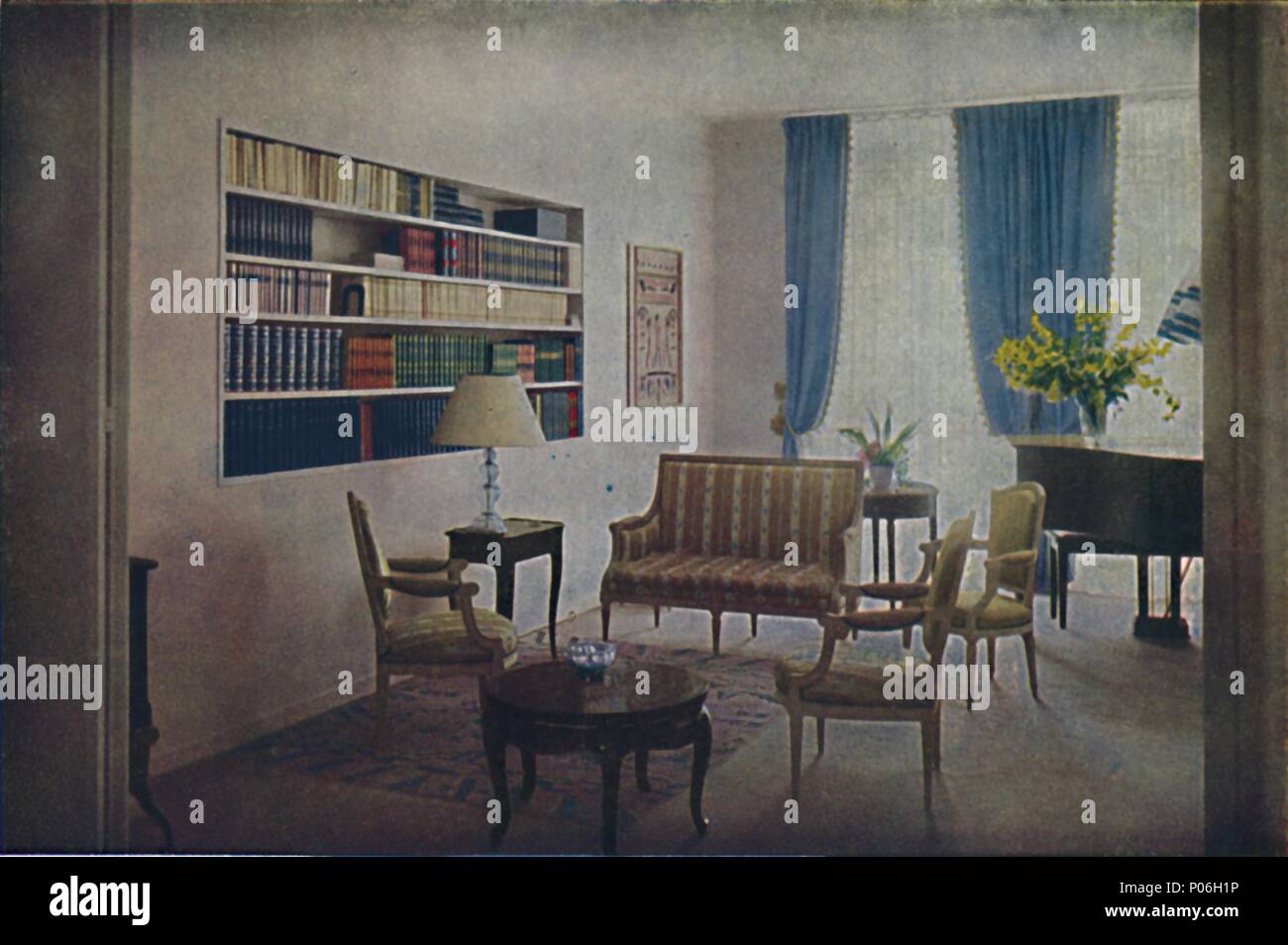 'Disegno-sala progettata da André Dumuys, che confina con il soggiorno, dal quale può essere distinto Artista: sconosciuto. Foto Stock