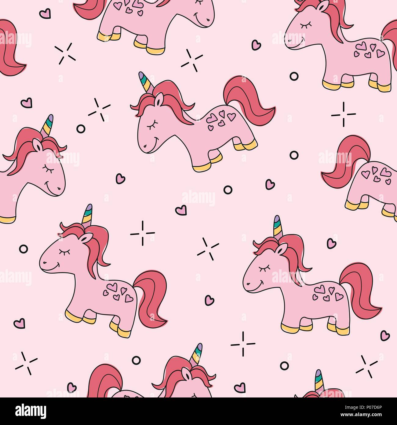 Seamless rosa modello unicorn illustrazione vettoriale Illustrazione Vettoriale