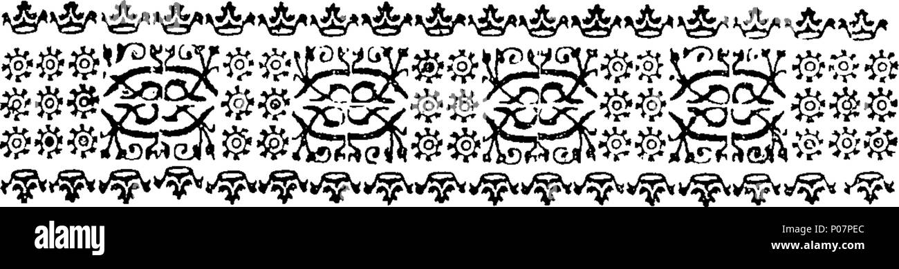 . Inglese: Fleuron dal libro: uno storico e saggio genealogiche sulla famiglia e il cognome di Buchanan. A cui si aggiunge una breve indagine sulla genealogia e lo stato attuale di antiche Scotish cognomi, e più in particolare del clan delle Highland. Da William Buchanan di Auchmar. 113 una storica e genealogica di saggio su la famiglia e il cognome di Buchanan Fleuron T154470-42 Foto Stock