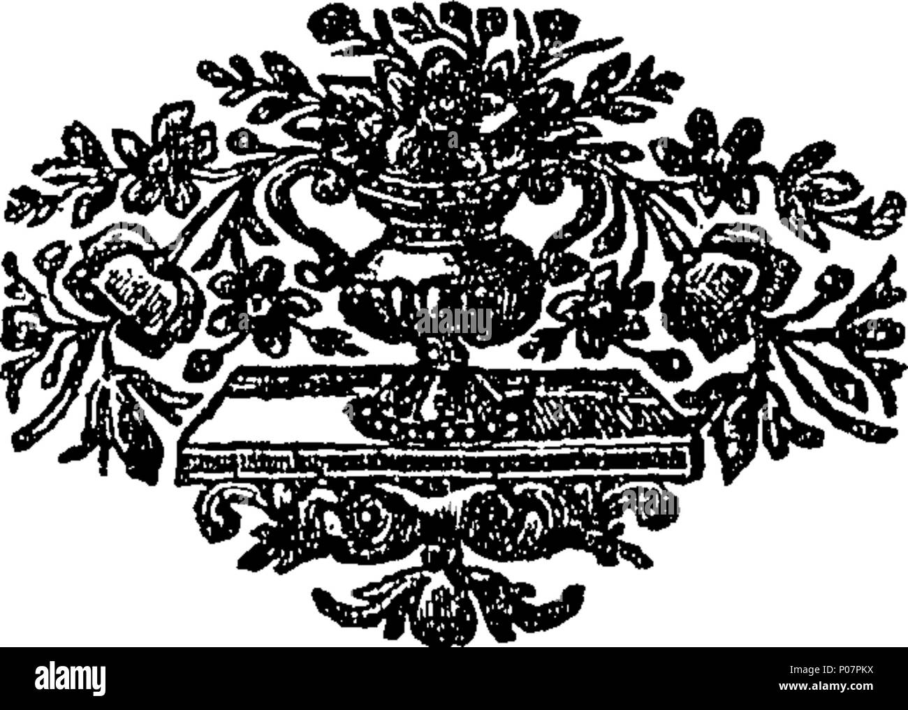 . Inglese: Fleuron dal libro: una storia della materia medica. Che contiene le descrizioni di tutte le sostanze utilizzate in medicina; la loro origine, il loro caratteri quando nella perfezione, i segni del loro decadimento loro Chymical analisi e un conto delle loro virtù e dei vari preparati da loro ora utilizzato nei negozi. Da John Hill, M. D. membro della Reale Accademia delle Scienze a Bourdeaux. 113 una storia della materia medica Fleuron T010617-13 Foto Stock