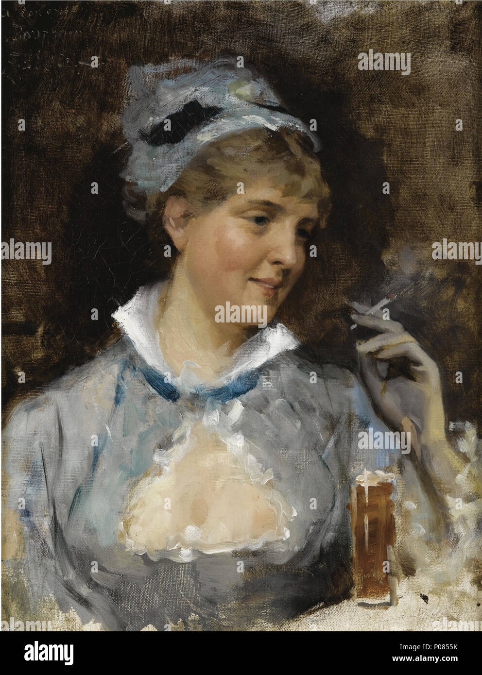 274 Albert Edelfelt - Nainen savuke kädessä Foto Stock