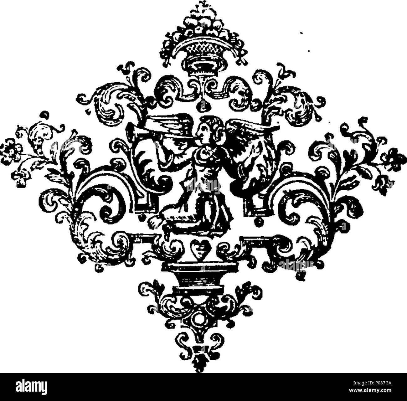 . Inglese: Fleuron dal libro: una storia generale dell'impero ottomano. Illustrato con utili note e osservazioni, dopo il modo del sig. Sandys, il sig. Addison, &c. adornano'd con lastre di rame. ... 107 una storia generale dell'impero ottomano Fleuron T126274-5 Foto Stock