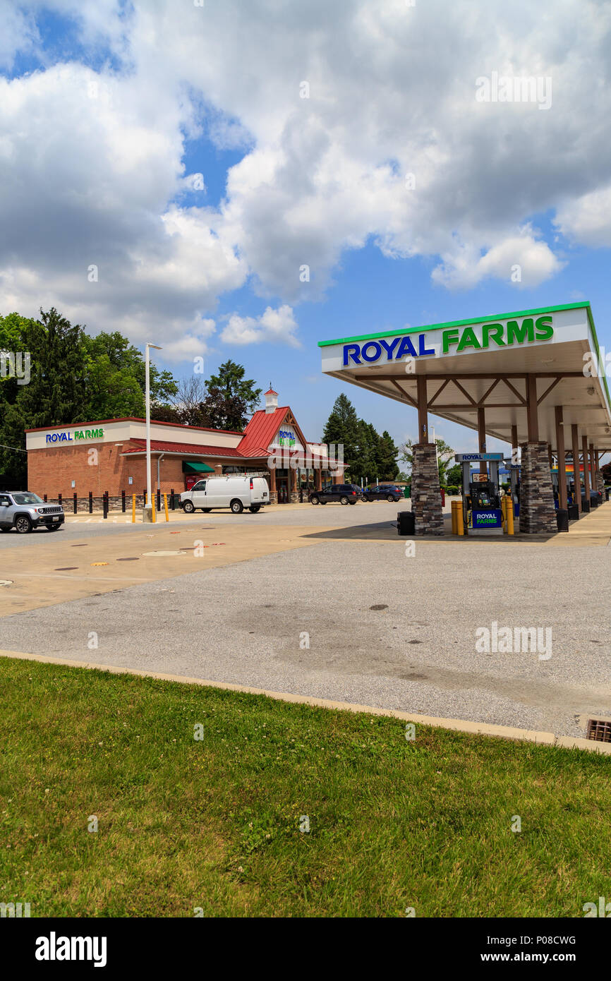 Wrightsville, PA, Stati Uniti d'America - 7 Giugno 2018: Royal allevamenti è un Americano convenience store catena con oltre 180 sedi nel mid-Atlantic membri. Foto Stock