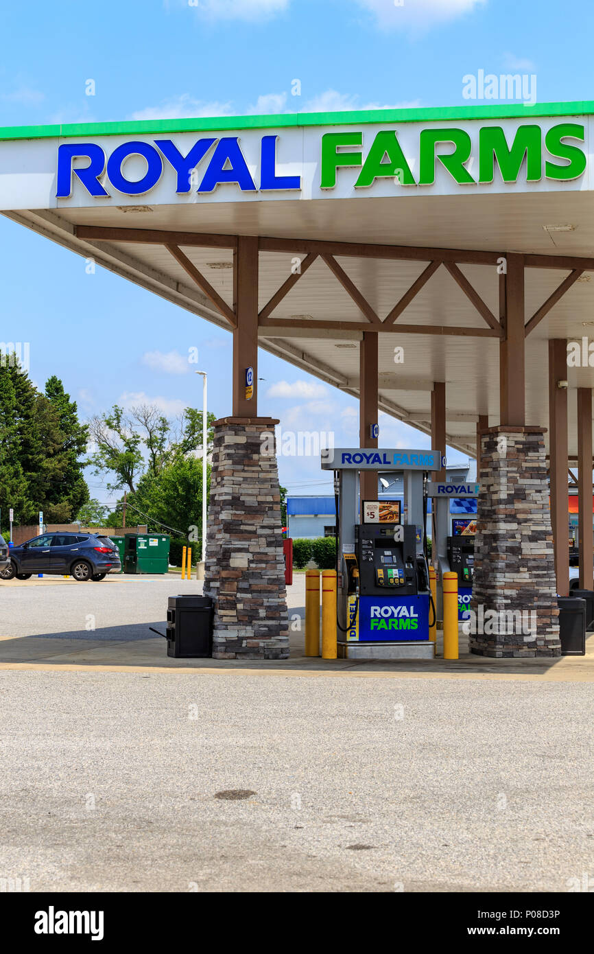 Wrightsville, PA, Stati Uniti d'America - 7 Giugno 2018: Royal allevamenti è un Americano convenience store catena con oltre 180 sedi nel mid-Atlantic membri. Foto Stock