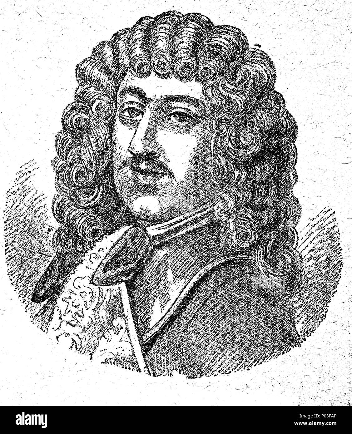 Conteggio RÃ¼diger Ernst von Starhemberg, 1638 - 1701, Governatore militare di Vienna dal 1680, la città del difensore durante la battaglia di Vienna nel 1683, generale imperiale durante la Grande guerra turco e Presidente della Hofkriegsrat. Graf RÃ¼diger Ernst von Starhemberg la guerra ab 1680 Wiener Stadtkommandant und leitete 1683 die Verteidigung der Stadt¤wÃ hrend der Zweiten TÃ¼rkenbelagerung, digitale migliorata la riproduzione di un originale stampa da l'anno 1881 Foto Stock