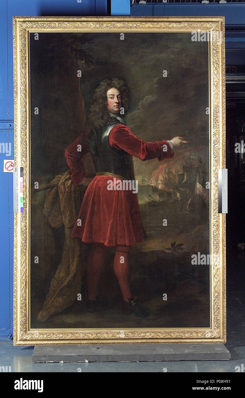 Inglese: Admiral Edward Russell, 1652-1727, primo Earl of Orford un  ritratto a figura intera è girato completamente a destra, con la testa  guardando indietro verso lo spettatore al di sopra della