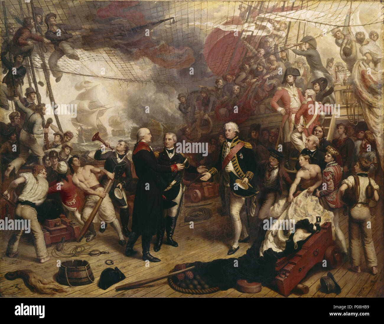 267 Admiral Duncan riceve la spada dell'Ammiraglio olandese de inverno alla battaglia di Camperdown, 11 ottobre 1797 RMG BHC0506 Foto Stock