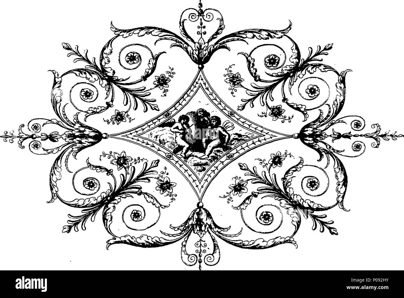 . Inglese: Fleuron dal libro: un accompagnamento al Cabinet-Maker e tappezziere del disegno-libro. Contenenti una varietà di ornamenti utile per gli studenti per la copia da, ma particolarmente adatto al mobile e sedia rami: presentando originale e nuovo design delle gambe di sedie, letto pilastri, finestra cornicioni, Sedia Splads, e altri ornamenti, calcolato per assistere nelle decorazioni dei suddetti rami; insieme con le istruzioni nella lettera-press. Da Thomas Sheraton, Cabinet-Maker. 288 un accompagnamento al Cabinet-Maker e tappezziere del disegno-libro Fleuron T225942-7 Foto Stock