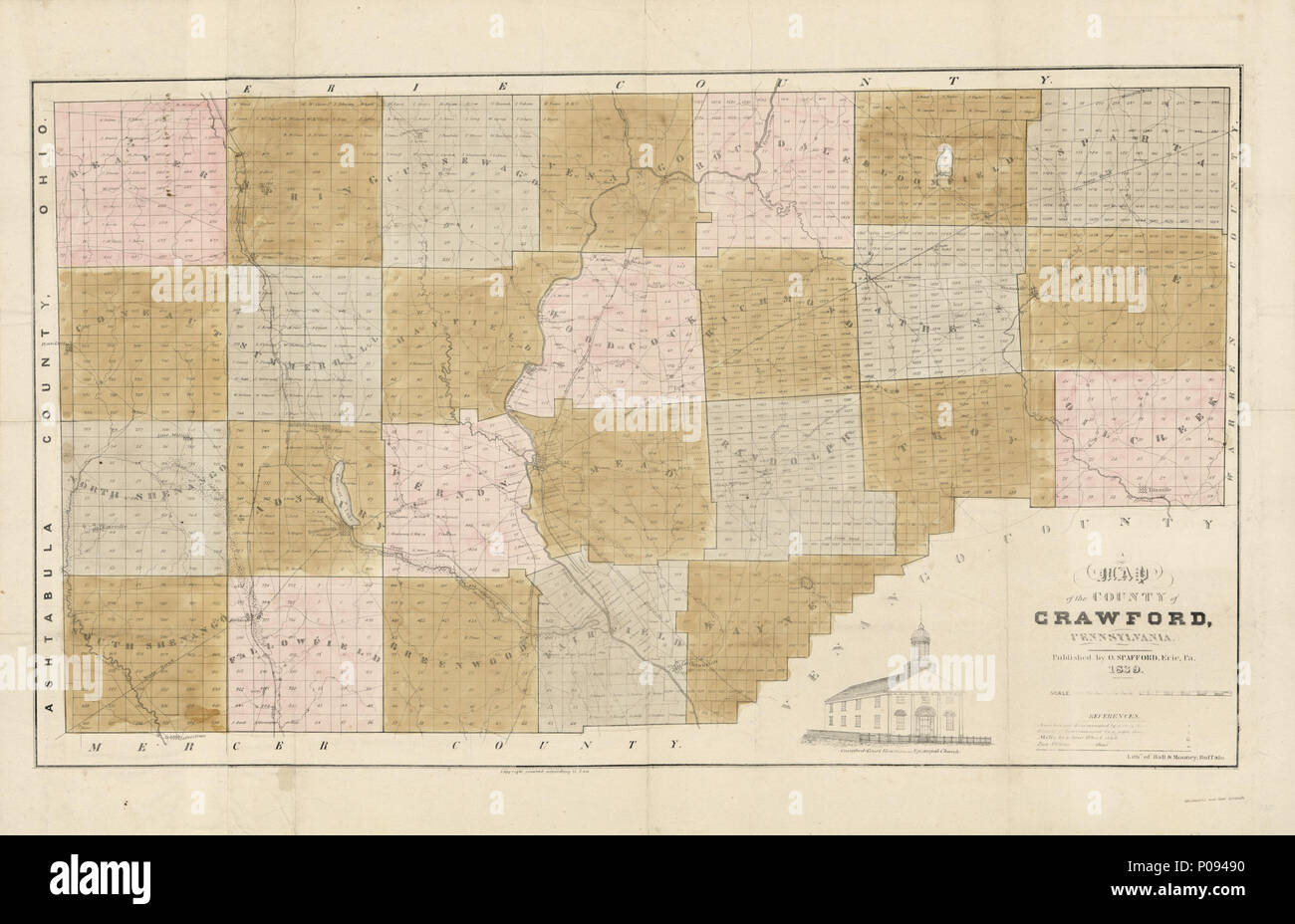 129 una mappa della contea di Crawford, Pennsylvania. LOC 2012593311 Foto Stock