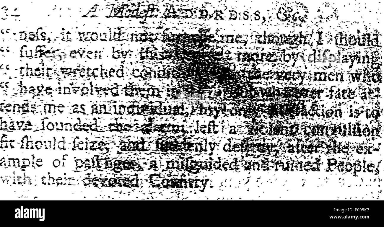 . Inglese: Fleuron dal libro: un modesto indirizzo per il Commons della Gran Bretagna, e in particolare ai cittadini liberi di Londra; causate dalla mal riuscita del nostro attuale guerra navale con la Francia e i desideri di una milizia di Bill. 132 un modesto indirizzo per il Commons di Gran Bretagna Fleuron T081155-2 Foto Stock