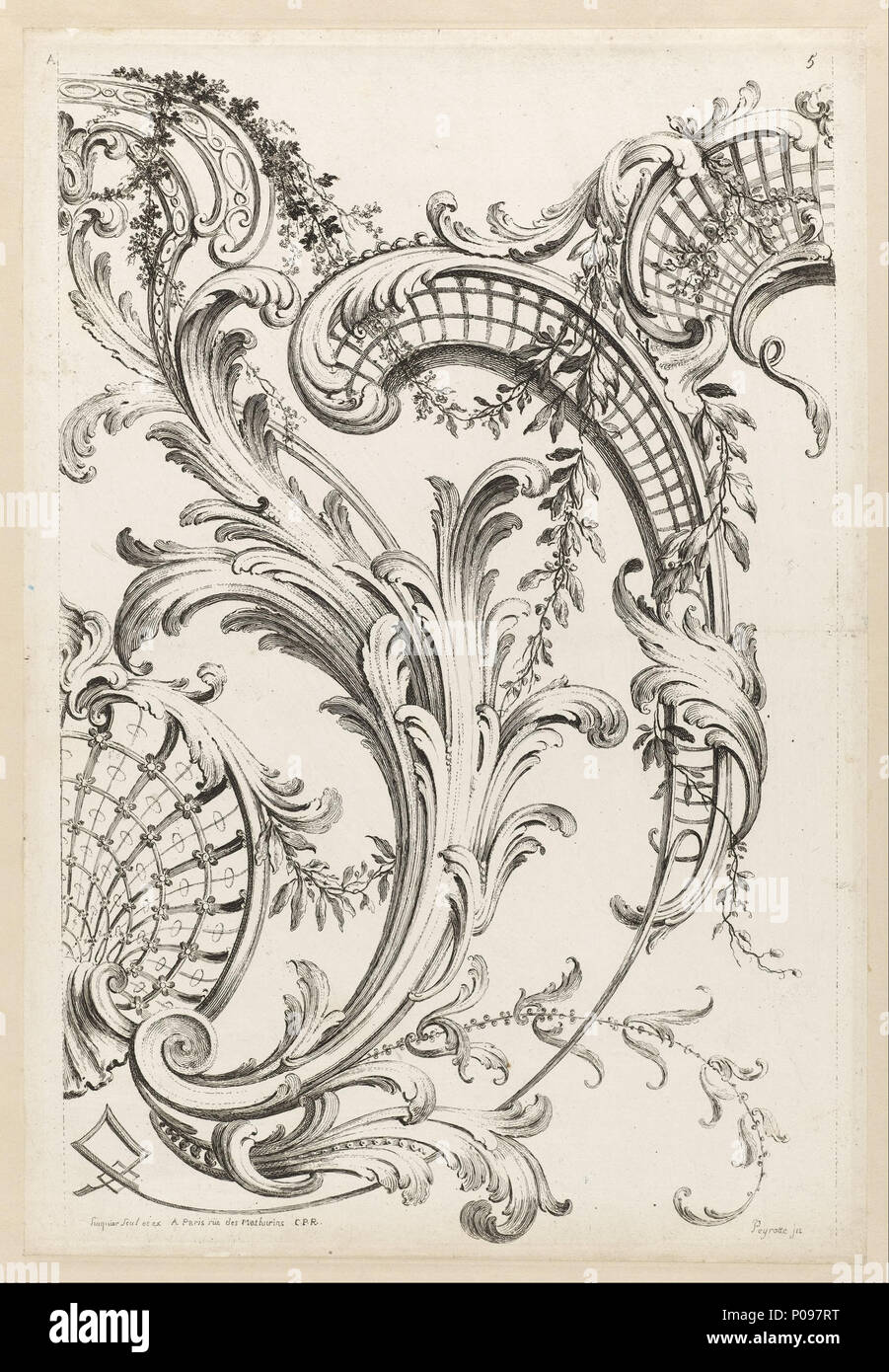 . Cartouches di Shell e foglie di acanto Motif . 1740 278 Alexis Peyrotte - Shell Cartouches e foglie di acanto Motif - Google Art Project Foto Stock