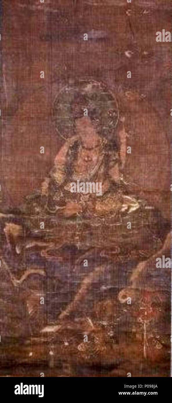 . Inglese: Nyoirin Kannon, Enjoji, Kyotango, Kyoto, Giappone 日本語: 絹本著色如意輪観音像 . Nanboku-cho (periodo 1334-1392). Nanbokucho-periodo artista 17 Nyoirin Kannon Enjoji (Kyotango) Foto Stock