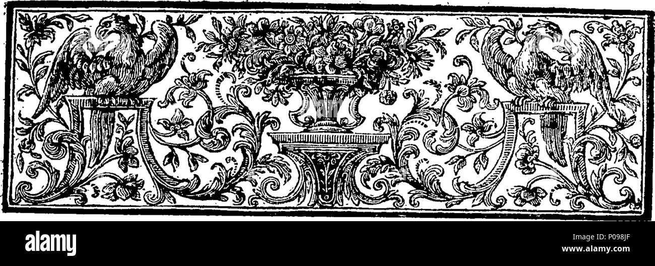 . Inglese: Fleuron dal libro: una storia naturale di insetti in inglese. Illustrata con un centinaio di piastre di rame, curiosamente Engraven dalla vita: e (per coloro che lo desiderano) esattamente colorato mediante l'autore Eleazar Albin, pittore. 136 Una storia naturale di insetti inglese Fleuron T085973-2 Foto Stock
