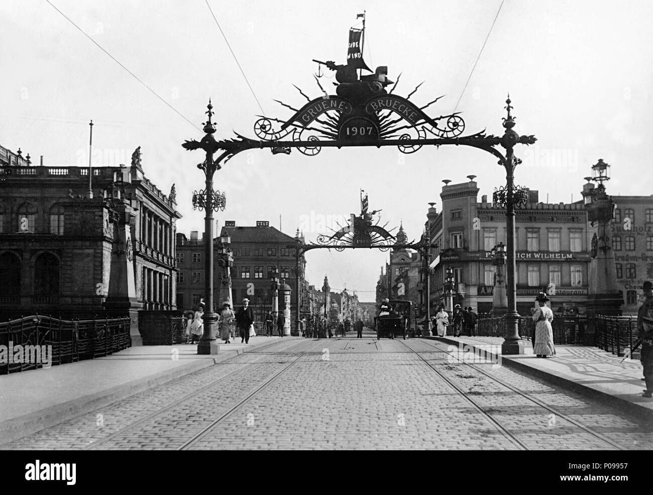 115 Кёнигсберг Зеленый мост и перспектива улицы Фордере Форштадт. 1907 Foto Stock
