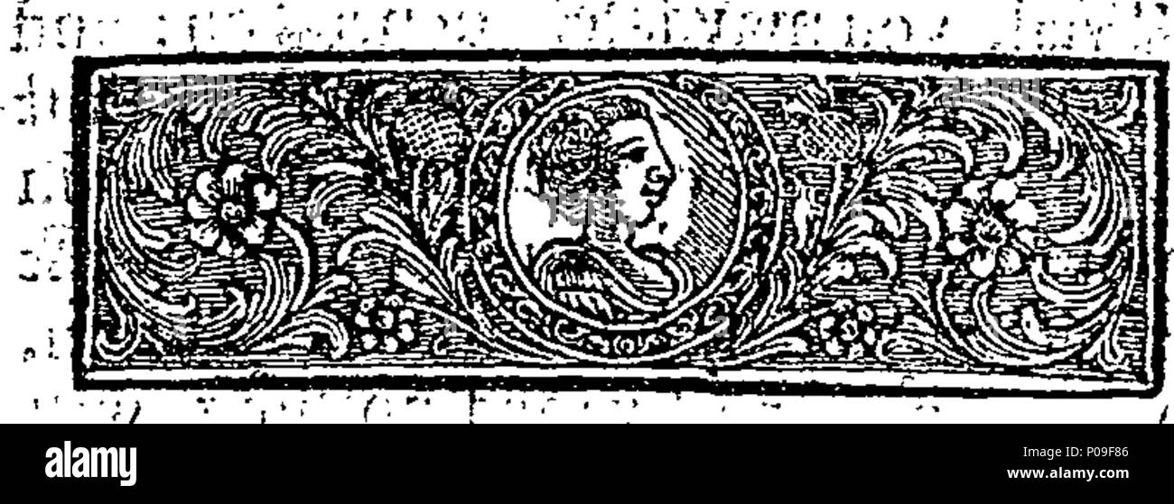 . Inglese: Fleuron dal libro: un account degli affari di Scozia, relative alla Rivoluzione nel 1688. Come inviato per il defunto re Giacomo II. quando in Francia. Da destra onorevole il Conte di B- mai prima di stampare. 289 Un account degli affari di Scozia, relative alla Rivoluzione nel 1688 Fleuron T018888-3 Foto Stock