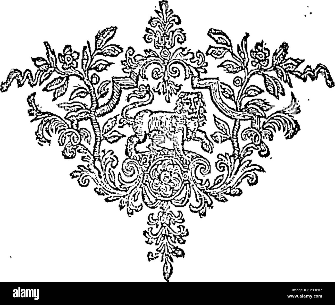 . Inglese: Fleuron dal libro: tutte le meraviglie del mondo out-wonderd [sic]: nella splendida e incredibili profezie di Ferdinando Albumazarides. ... 280 tutte le meraviglie del mondo out-wonderd (sic)- Nella straordinaria e incredibile profezie di Ferdinando Albumazarides Fleuron T109164-3 Foto Stock