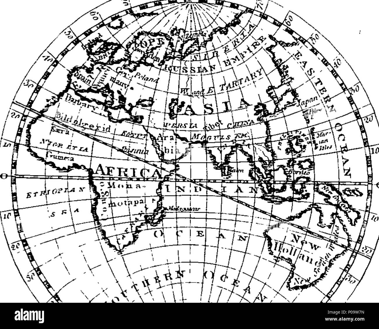 . Inglese: Fleuron dal libro: un nuovo ambito geografico, commerciale, e grammatica storica; e lo stato attuale dei diversi imperi e regni del mondo. I. contenenti le distanze, figure, e rivoluzioni dei corpi celesti, come dimostrato da Sir Isaac Newton e osservato da più tardi gli astronomi. II. Una descrizione della terra, considerato come uno dei corpi volventi nel sistema generale; con diverse definizioni e problemi necessari per la comprensione della scienza della geografia. III. Un conto delle grandi divisioni della superficie del globo in continenti, isole, oceani, Foto Stock