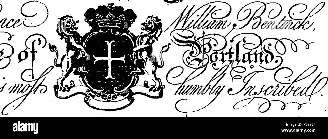 . Inglese: Fleuron dal libro: una nuova storia dell'Inghilterra, fin dai primi conti di Gran Bretagna, alla ratifica della pace di Versailles, 1763. Umilmente inscritto alla Regina. Dal Sig. Mortimer. 152 Una nuova storia dell'Inghilterra, fin dai primi conti di Gran Bretagna, alla ratifica della pace di Versailles, 1763 Fleuron T087041-13 Foto Stock
