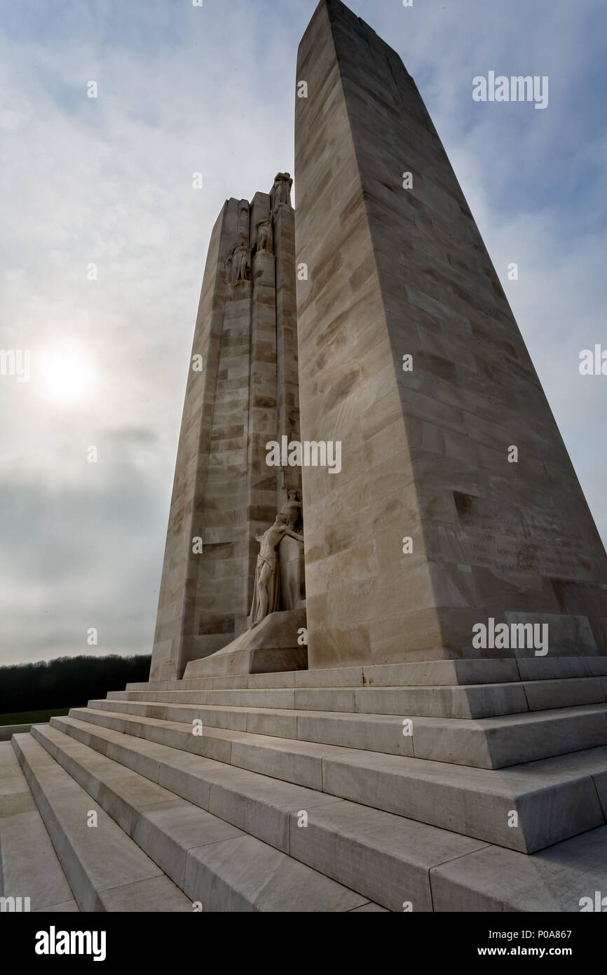 La Canadian National Vimy Memorial vicino a Arras, Francia, dedicato al Canadian forza expeditionary membri uccisi durante la Seconda Guerra Mondiale 1 Foto Stock