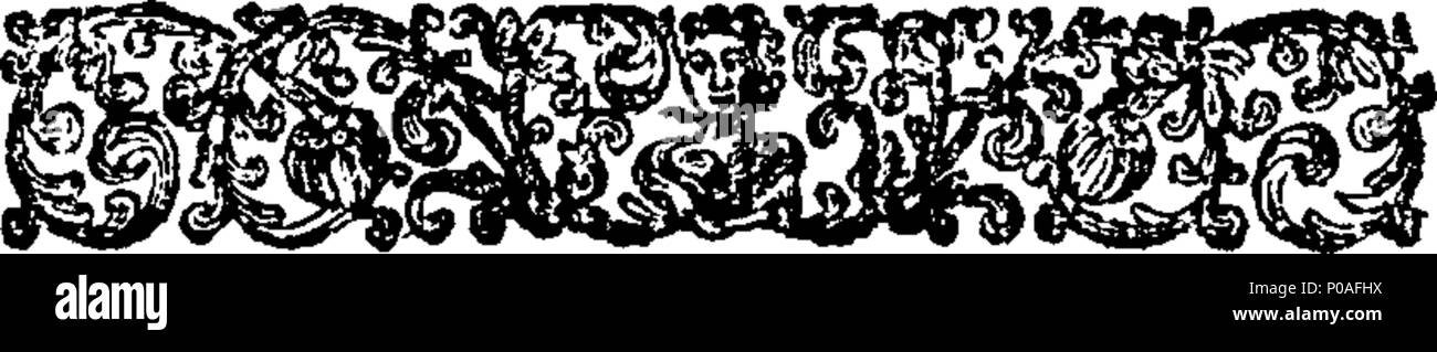 . Inglese: Fleuron dal libro: una nuova introduzione alla storia politcal di tutte le nazioni. Il trattamento delle quattro monarchie nel loro ordine corretto; come anche ai governi e alle rivoluzioni dei membri e le varie successioni, matrimoni, rivendicazioni, alleanze, guerre e trattati di pace; insieme con tutte le altre occorrenze come sono stati in qualche modo notevole in tutte le corti d'Europa; sin dalla più tenera età al tempo presente. Scritto originariamente in Alta olandese, dal sig. Giovanni Hubner. E ora fedelmente tradotta in inglese. 154 una nuova introduzione alla storia politcal di tutte le nazioni Fleuro Foto Stock