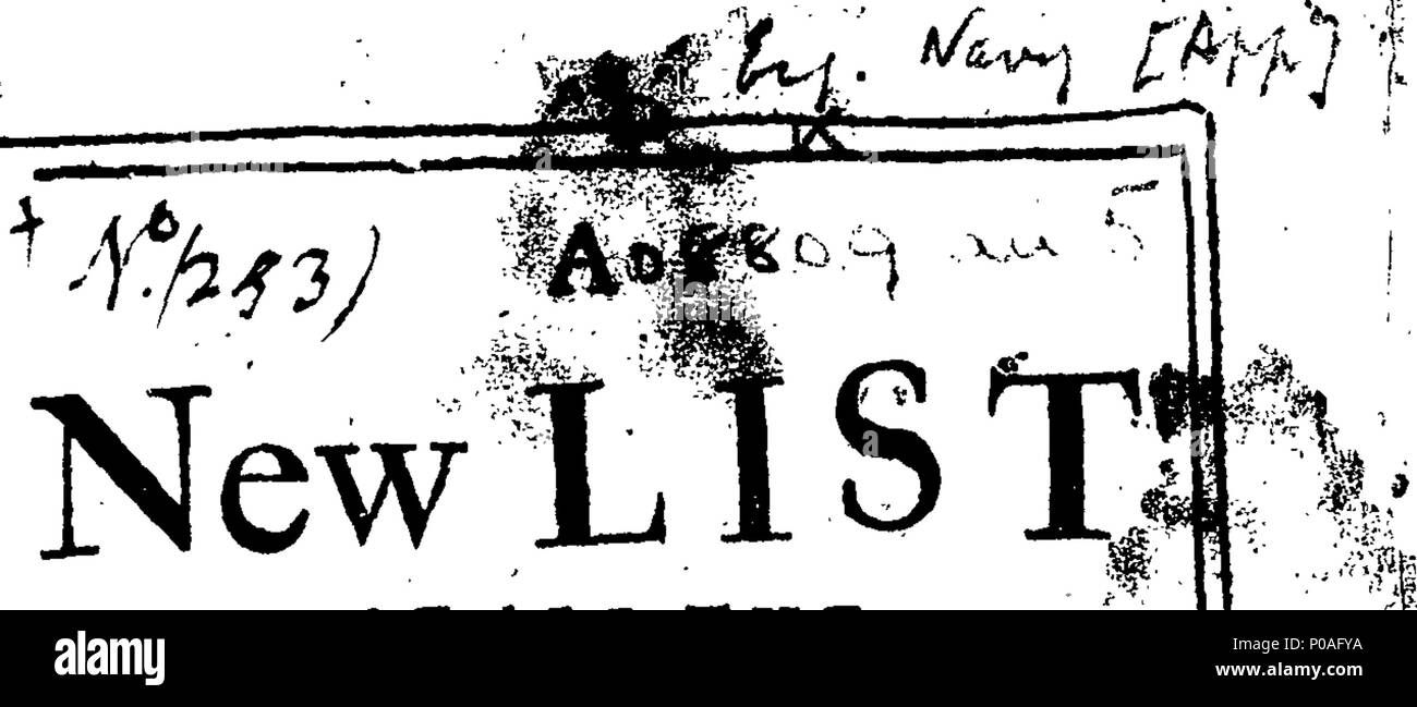 . Inglese: Fleuron dal libro: un nuovo elenco di tutte le navi e navi di sua maestà Royal Navy; quando, dove e da chi costruita e ricostruita. Con la loro burthen e il numero degli uomini e delle pistole. 154 un nuovo elenco di tutte le navi e navi di sua maestà Royal Navy; quando, dove e da chi costruita e ricostruita Fleuron T099171-1 Foto Stock