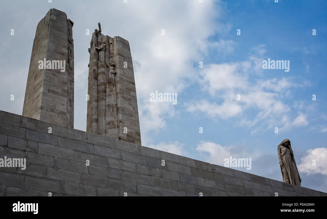 La Canadian National Vimy Memorial vicino a Arras, Francia, dedicato al Canadian forza expeditionary membri uccisi durante la Seconda Guerra Mondiale 1 Foto Stock