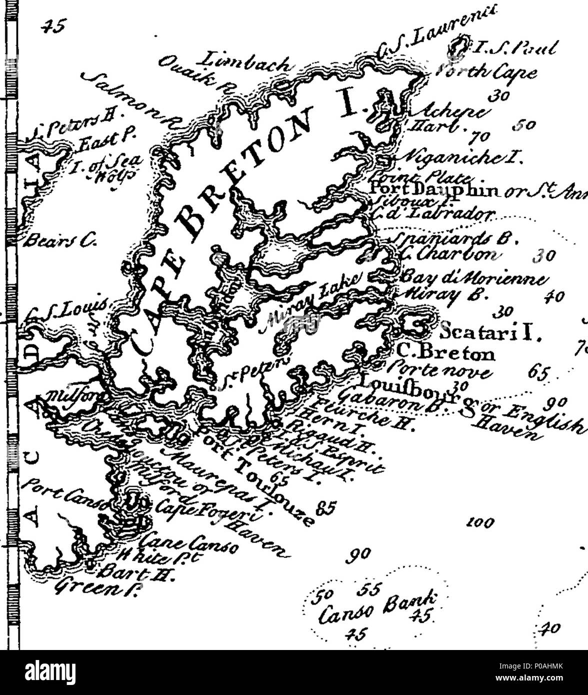 . Inglese: Fleuron dal libro: una descrizione accurata di Cape Breton, rispetto alla sua situazione, suolo, clima, porti, i le forze e produzioni sia naturale e artificiale. Le ragioni politiche che hanno indotto il Ministero francese di insediarsi e di fortificare i. Da tutto ciò che può essere visto, la sua grande importanza per la Francia, ma di quanta maggiore potrebbe essere stato in Inghilterra. Con un account circostanziali dell'assunzione e cessione della città e la guarnigione dalle forze New-England, &c. comandato dal generale Pepperell nel 1745. Un lavoro, specialmente in questo momento critico, il più inter Foto Stock