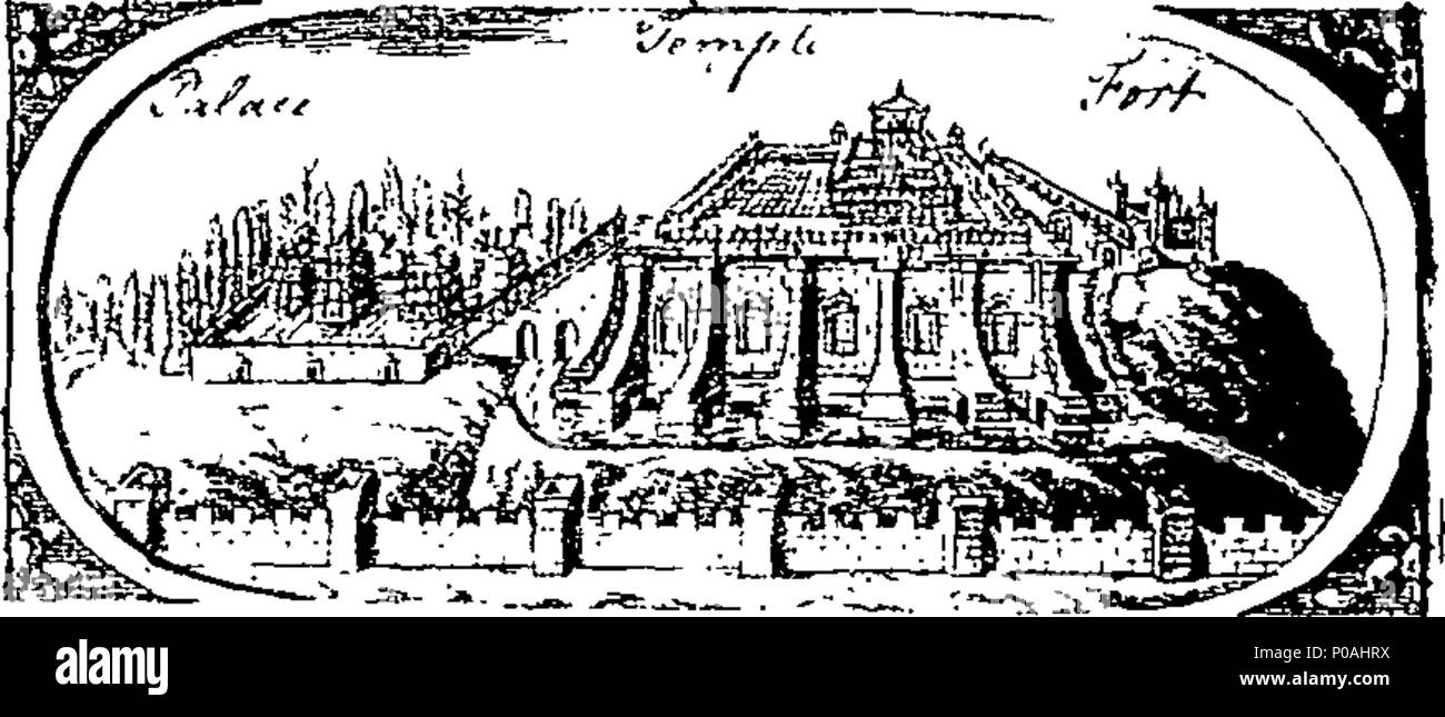 . Inglese: Fleuron dal libro: una descrizione accurata del grande e glorioso Tempio di Salomone. In cui vengono spiegate brevemente'd, I. La forma di tale tessuto. II. Le navi e gli strumenti appartenenti ad esso. III. Palazzo del Re. IV. Fort Antonio, costruito per la difesa del tempio. Stampato per la prima volta in ebraico e Spagnolo a Middleburgh, dal celebre architetto. Giacobbe Juda Lyon, nell'anno MDCXLII. Tradotto da M. P. Decastro. (Titolare di detto modello, e un vicino rispetto all'autore). 294 una descrizione accurata del grande e glorioso Tempio di Salomone Fleuron N016604-4 Foto Stock