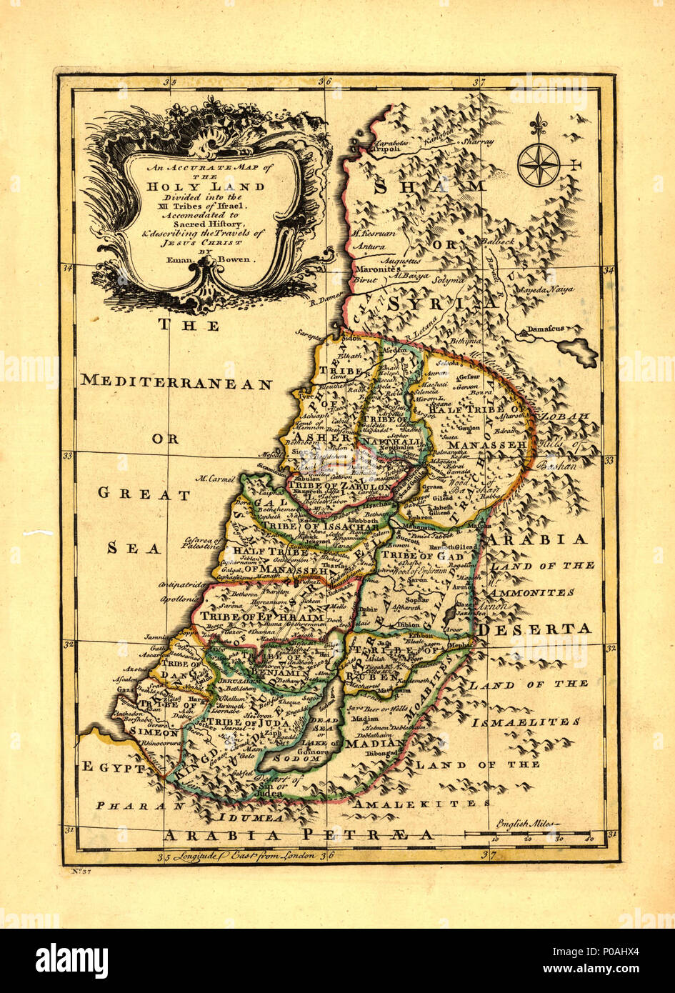. Inglese: Disponibile anche attraverso la Libreria del Congresso sito web come immagine raster. . Una mappa accurata della Terra Santa diviso nel XII tribù di Israele. Ha accontentato di storia sacra, e descrivendo i viaggi di Gesù Cristo. 1752. Bowen, Emanuel 294 una mappa accurata della Terra Santa diviso nel XII tribù di Israele. Ha accontentato di storia sacra, &AMP; che descrivono i viaggi di Gesù Cristo. LOC 99466739 Foto Stock
