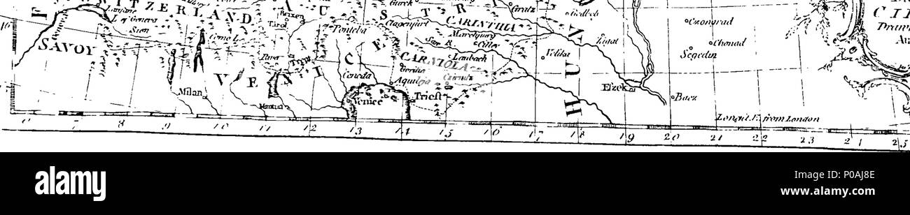 . Inglese: Fleuron dal libro: un nuovo sistema di geografia: o, una descrizione generale del mondo. Contenente un particolare e circostanziali conto di tutti i paesi, i regni e stati d'Europa, Asia, Africa e America. La loro situazione, clima, montagne, mari, fiumi, laghi, &c. La religione, educazione, doganale, produce il commercio, e gli edifici degli abitanti. Con gli uccelli, animali, rettili, insetti, i vari vegetali e minerali trovati in diverse regioni. Abbellito con una nuova e accurata insieme di mappe, dai migliori geografi; e una grande varietà di cavi in rame-piastre con Foto Stock