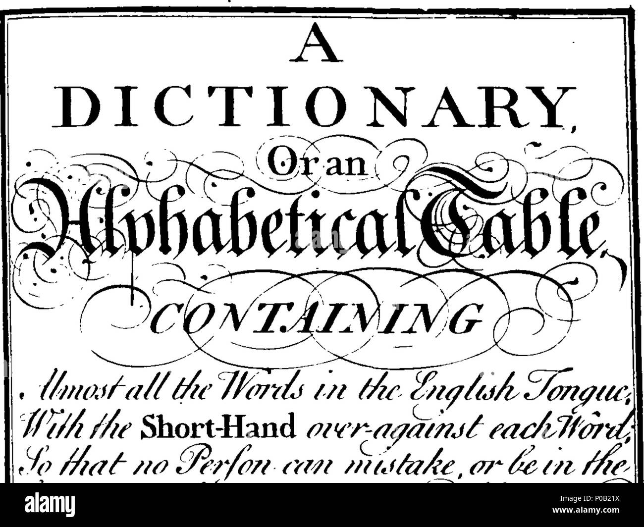 . Inglese: Fleuron dal libro: un nuovo breve grammatica a mano, contenente una regola generale per iscritto in qualsiasi lingua, se inglese, latino, francese, &c. Inoltre, particolare accorciamento e regole di giunzione montato per la lingua inglese, per unire in ogni frase cinque, sei o più parole insieme; senza togliere la penna in un istante di tempo mai inventato. Fatto secondo tutti i miglioramenti che l'autore ha fatto poiché ha pubblicato il suo primo Breve grammatica a mano circa venti anni fa: miglioramenti che rendono questo nuovo metodo molto più facile, veloce e leggibile, come è evidente Foto Stock