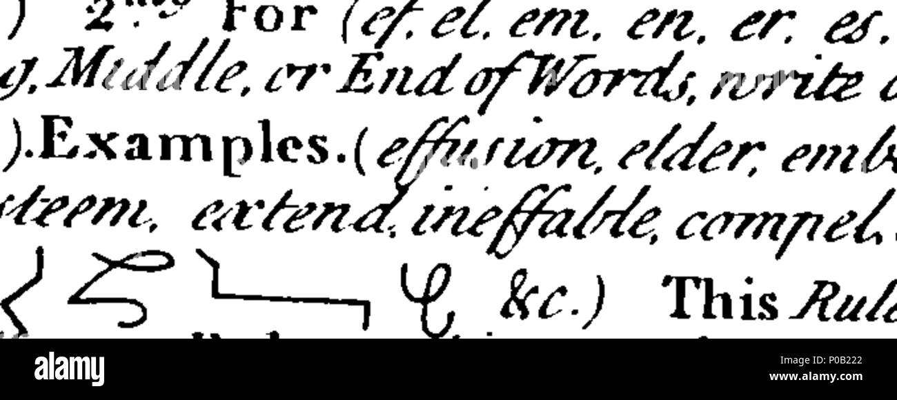 . Inglese: Fleuron dal libro: un nuovo breve grammatica a mano, contenente una regola generale per iscritto in qualsiasi lingua, se inglese, latino, francese, &c. Inoltre, particolare accorciamento e regole di giunzione montato per la lingua inglese, per unire in ogni frase cinque, sei o più parole insieme; senza togliere la penna in un istante di tempo mai inventato. Fatto secondo tutti i miglioramenti che l'autore ha fatto poiché ha pubblicato il suo primo Breve grammatica a mano circa venti anni fa: miglioramenti che rendono questo nuovo metodo molto più facile, veloce e leggibile, come è evidente Foto Stock