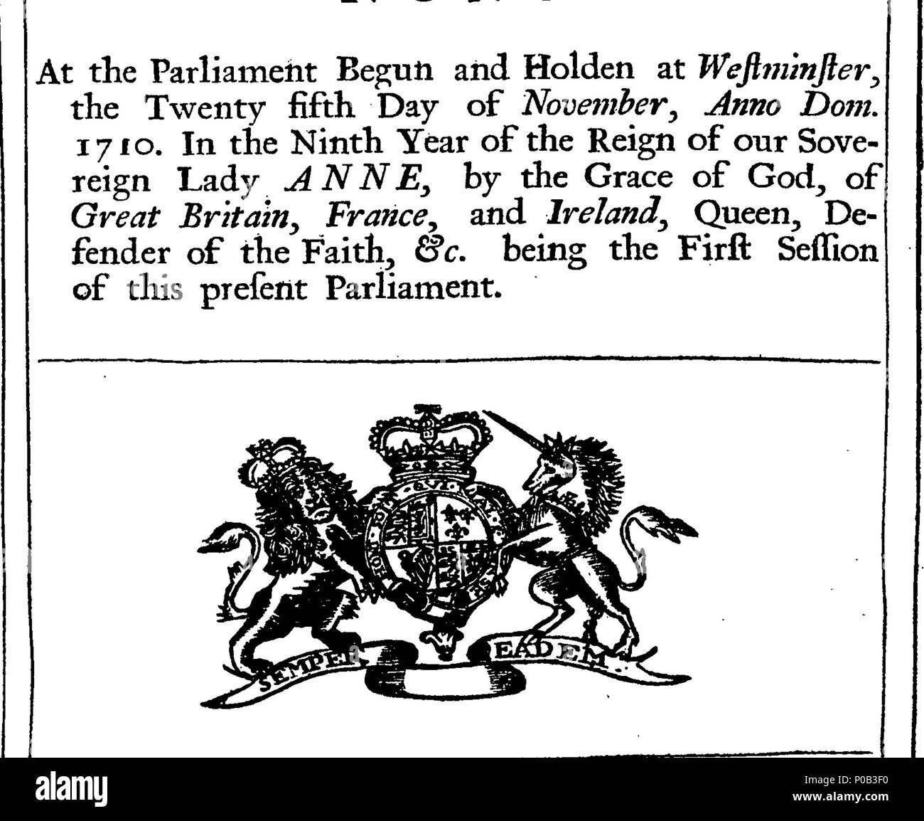 . Inglese: Fleuron dal libro: un agire per assicurare la libertà dei parlamenti, dal più lontano le qualifiche dei membri di sedersi nella casa di Commons. 299 Un atto per assicurare la libertà dei parlamenti, dal più lontano le qualifiche dei membri di sedersi in House of Commons Fleuron N052251-1 Foto Stock