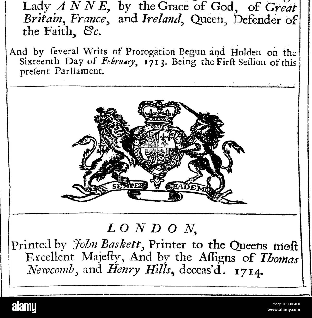 . Inglese: Fleuron dal libro: un atto di discarico e liberarsi dai commissari di equivalente per la somma di tre cento ottanta mille cinque cento e nove libbre, quindici scellini, dieci pence semi-peny, da essi debitamente rilasciati al di fuori della somma di tre cento novanta otto mila ottanta cinque libbre dieci scellini, che hanno ricevuto. 301 Un atto di discarico e liberarsi dai commissari di equivalente per la somma di tre cento ottanta mille cinque cento e nove libbre Fleuron N053211-1 Foto Stock