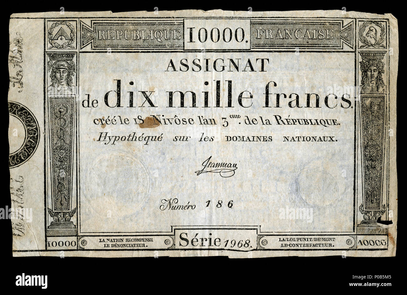 1 FRA-A82-République Française-10000 franchi (1795) Foto Stock