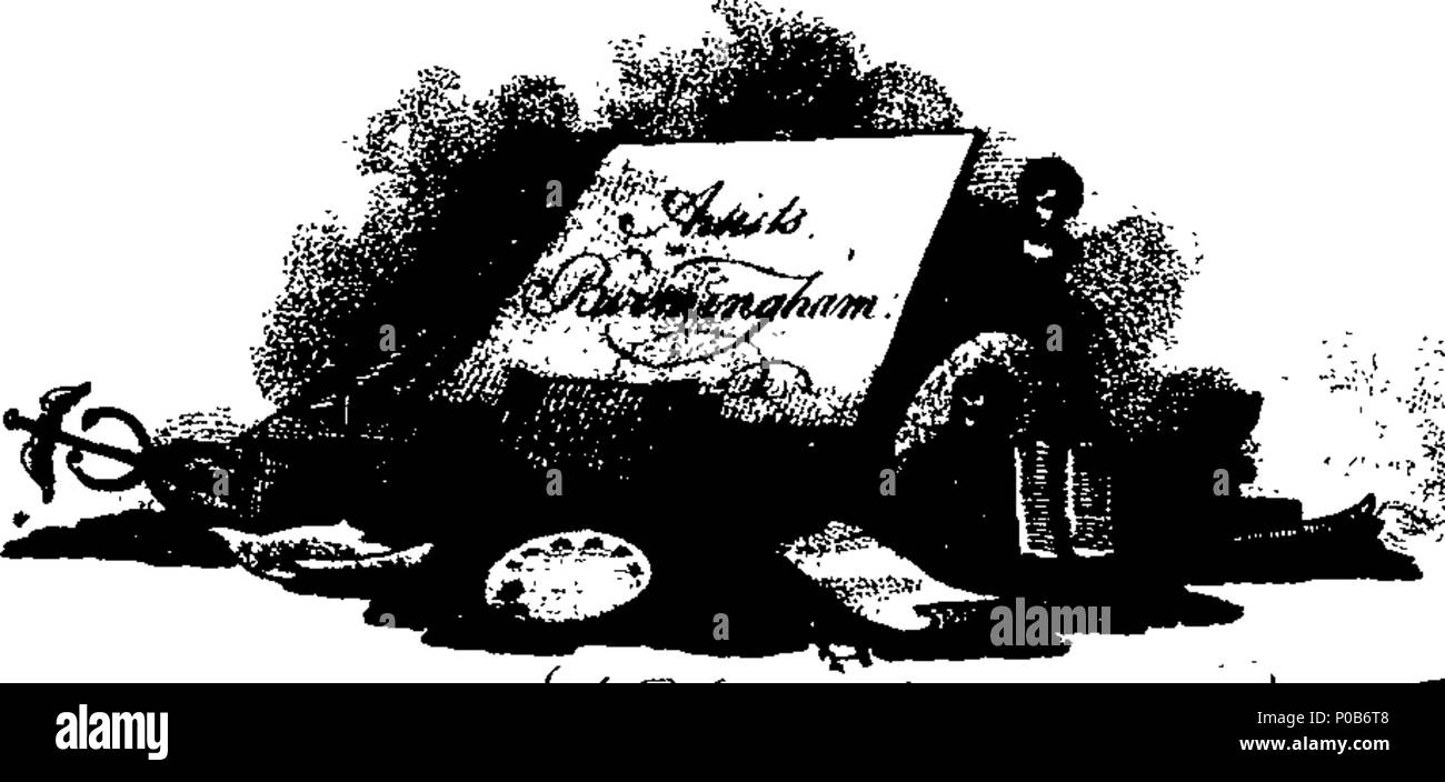 . Inglese: Fleuron dal libro: un indagine poetica round Birmingham; con una breve descrizione delle diverse curiosità e manifatture di posto. Concepito come una guida per gli stranieri. Da J. Bisset, autore del ragazzo orfano ai voli di fantasia, &c. Accompagnato da un magnifico; directory con i nomi, le professioni, &c. superbamente incisi in piastre emblematico. 173 una indagine poetica round Birmingham; con una breve descrizione delle diverse curiosità e manifatture di luogo Fleuron T143270-17 Foto Stock